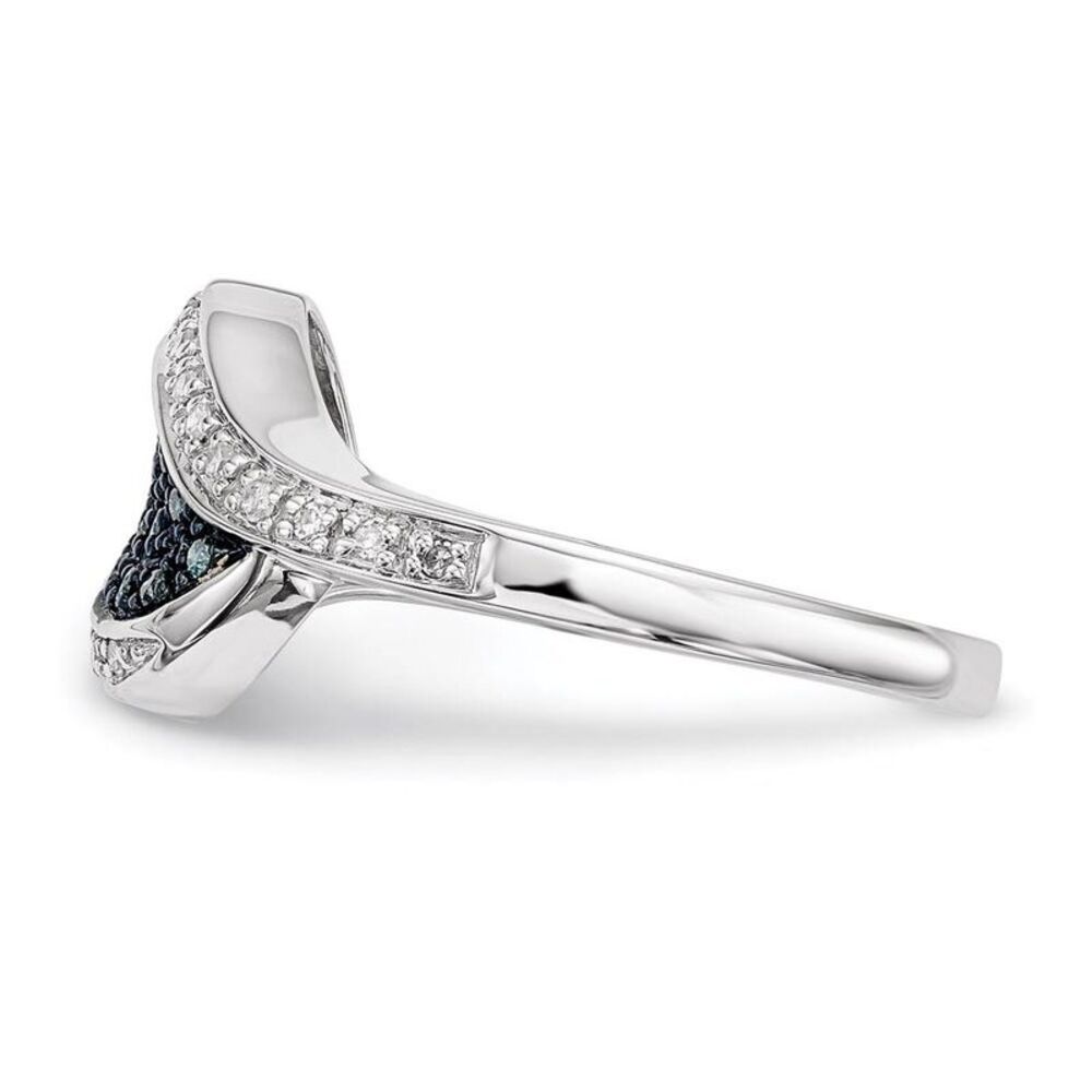Blue & White Diamond Marquise Cluster Ring in Sterling Silver Size 8 - Picture 3 of 6